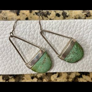 Genuine Turquoise Triangle Drop Earrings